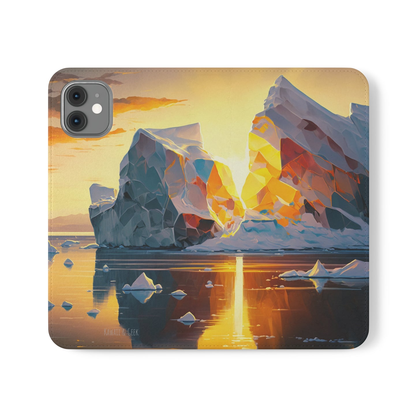 Arctic Landscape and Iceberg at Sunset Flip Phone Case - Capture the Serenity of Nature on Your Device