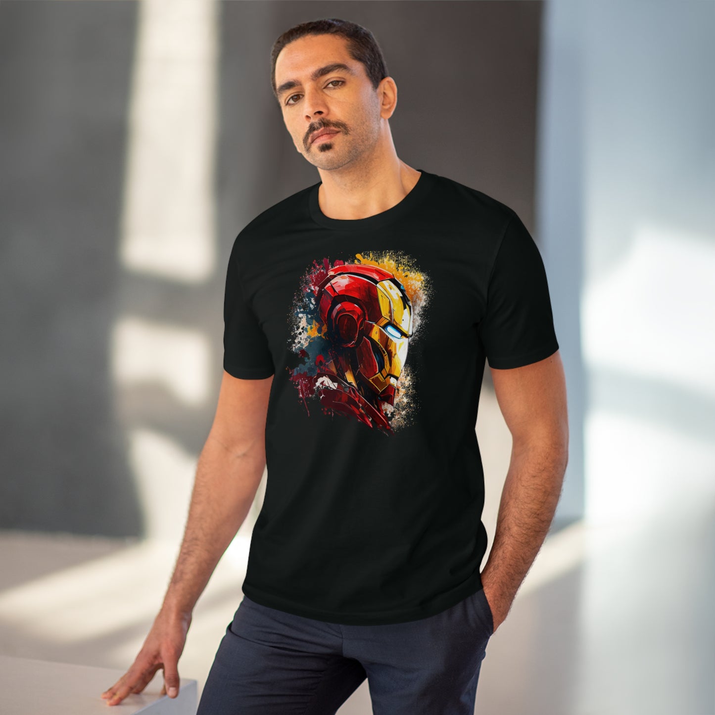 Iron Man in Watercolor Style Eco-Friendly Unisex T-Shirt - Add Some Unique and Sustainable Style to Your Wardrobe