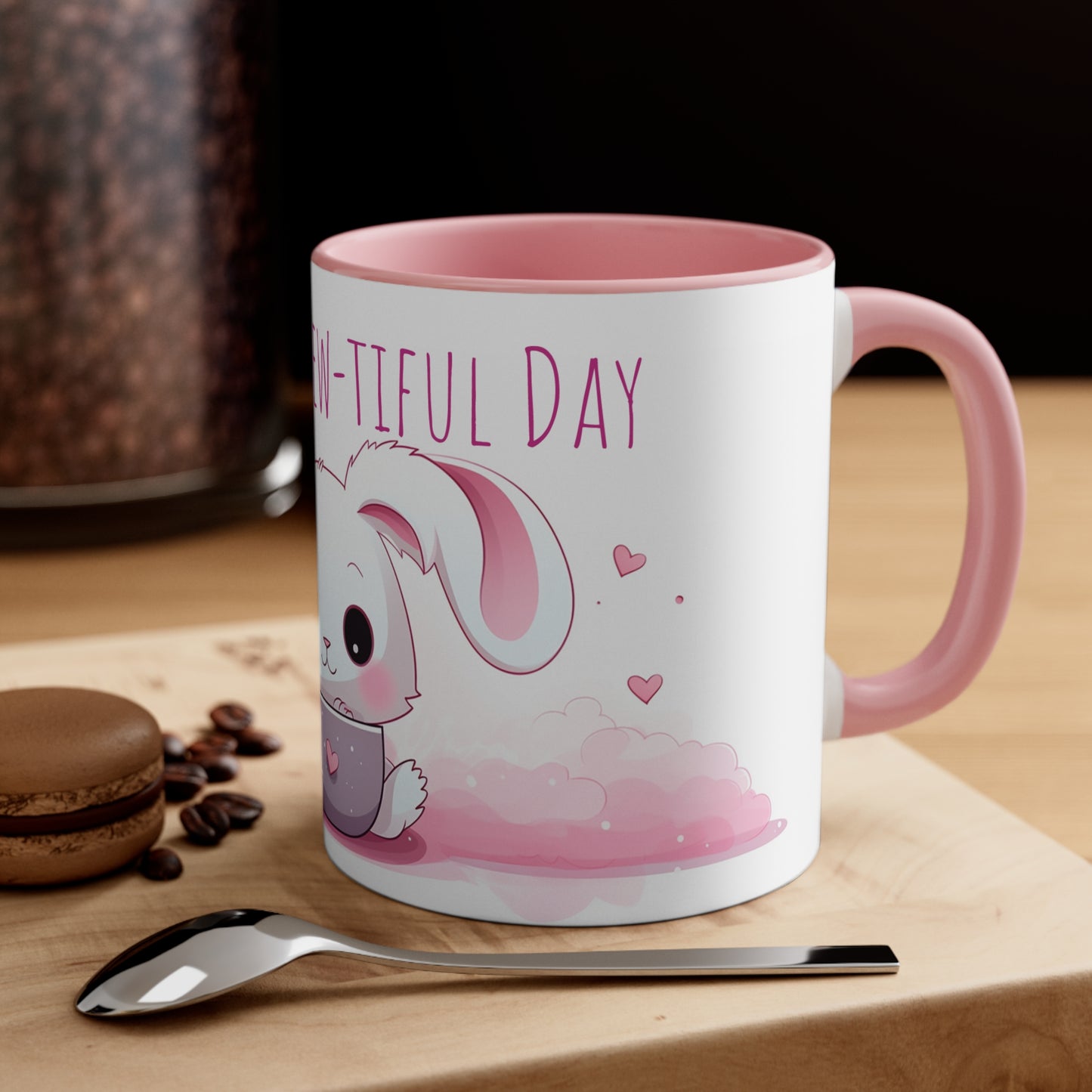 Kawaii Bunny Coffee Mug : "Hoppy Brew-tiful Day"