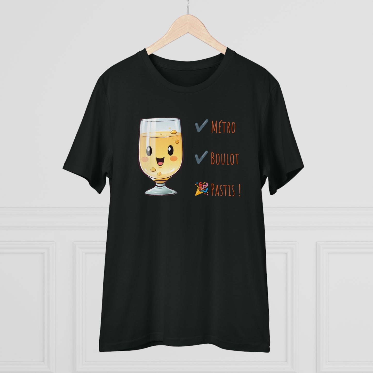 Métro, Boulot, Pastis T-Shirt - Cute Smiling Pastis Glass Design