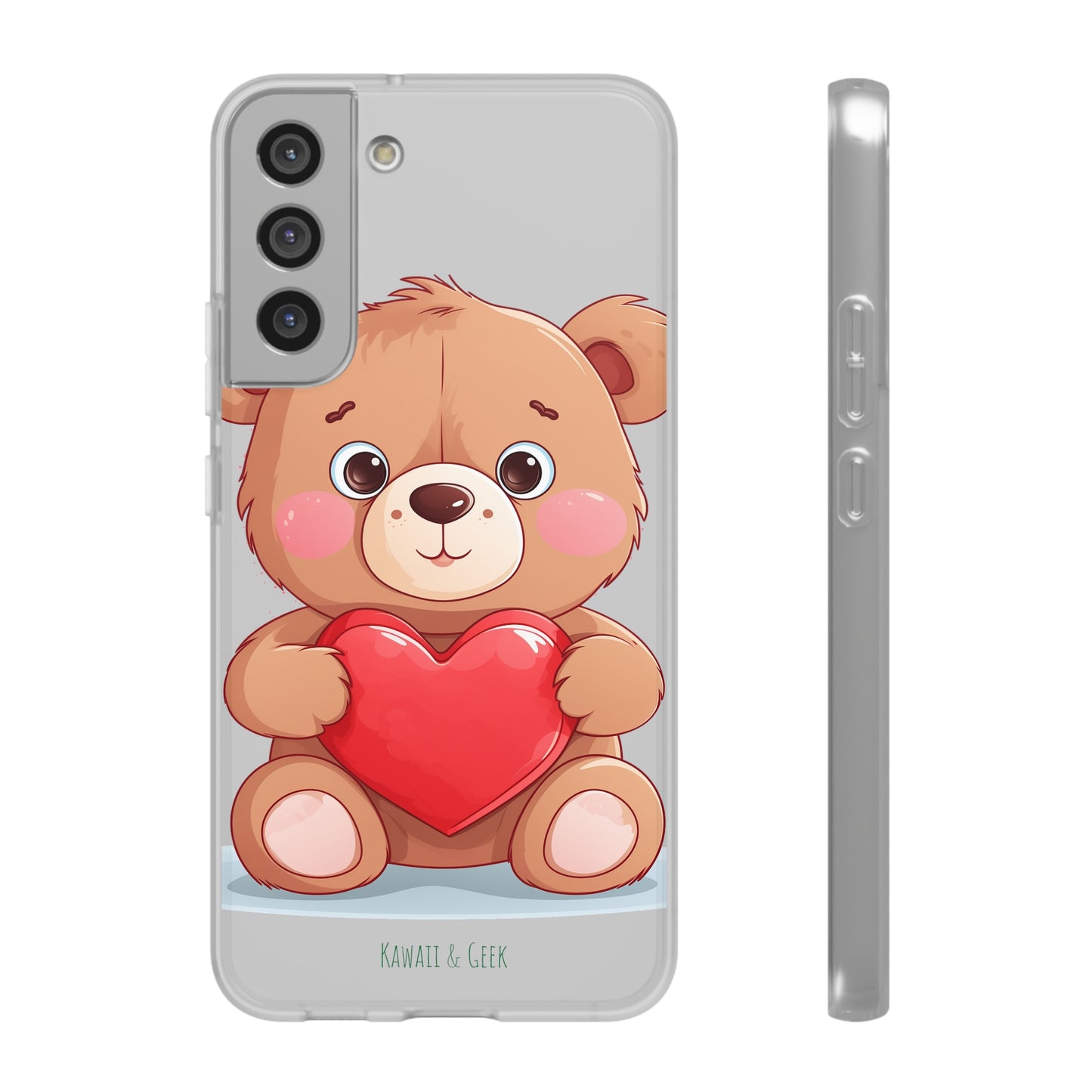 Teddy Bear Heart Phone Case - Flexi & Semi-Transparent - Valentine's Day