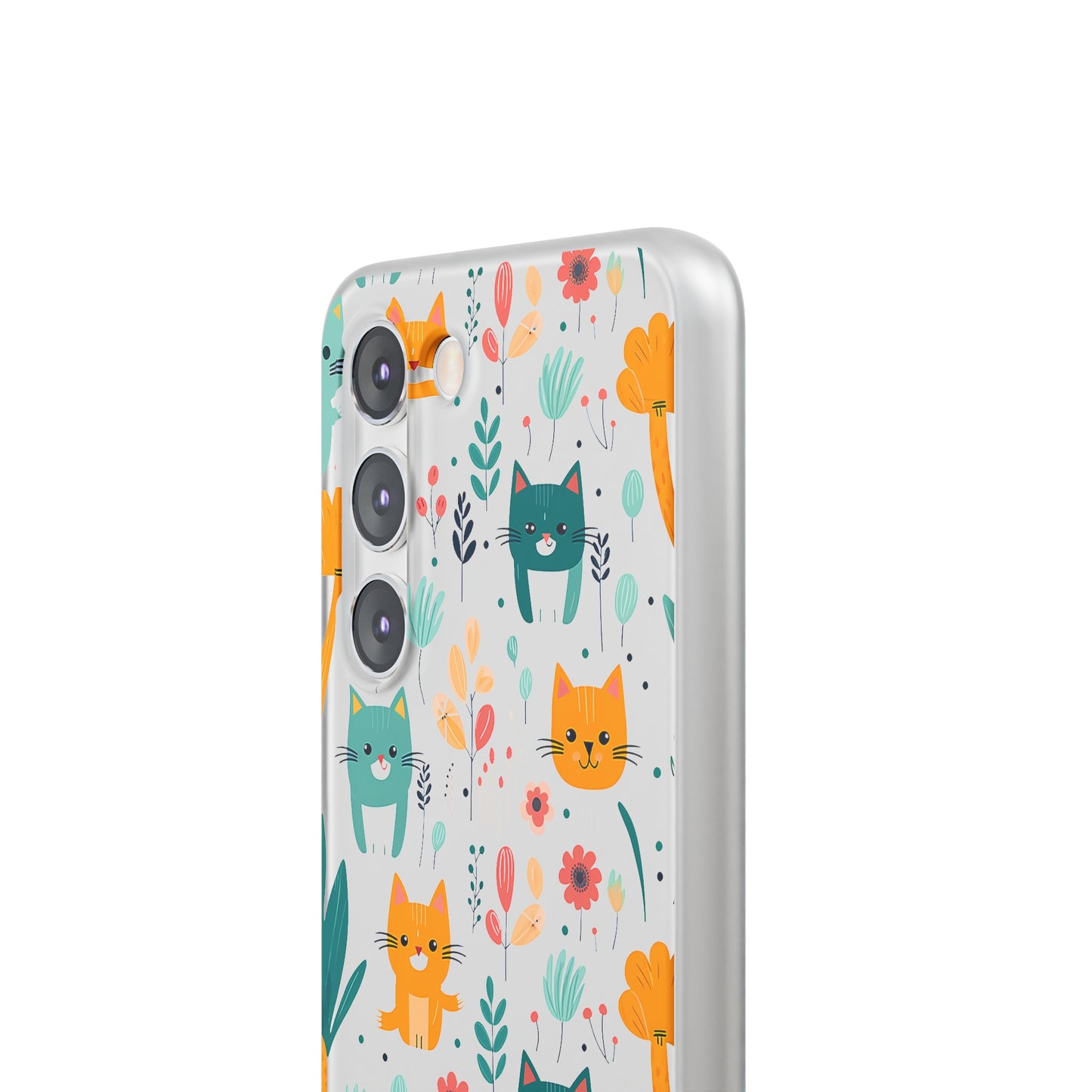 Cute Cats & Flowers Flexi and semi Transparent Phone Case