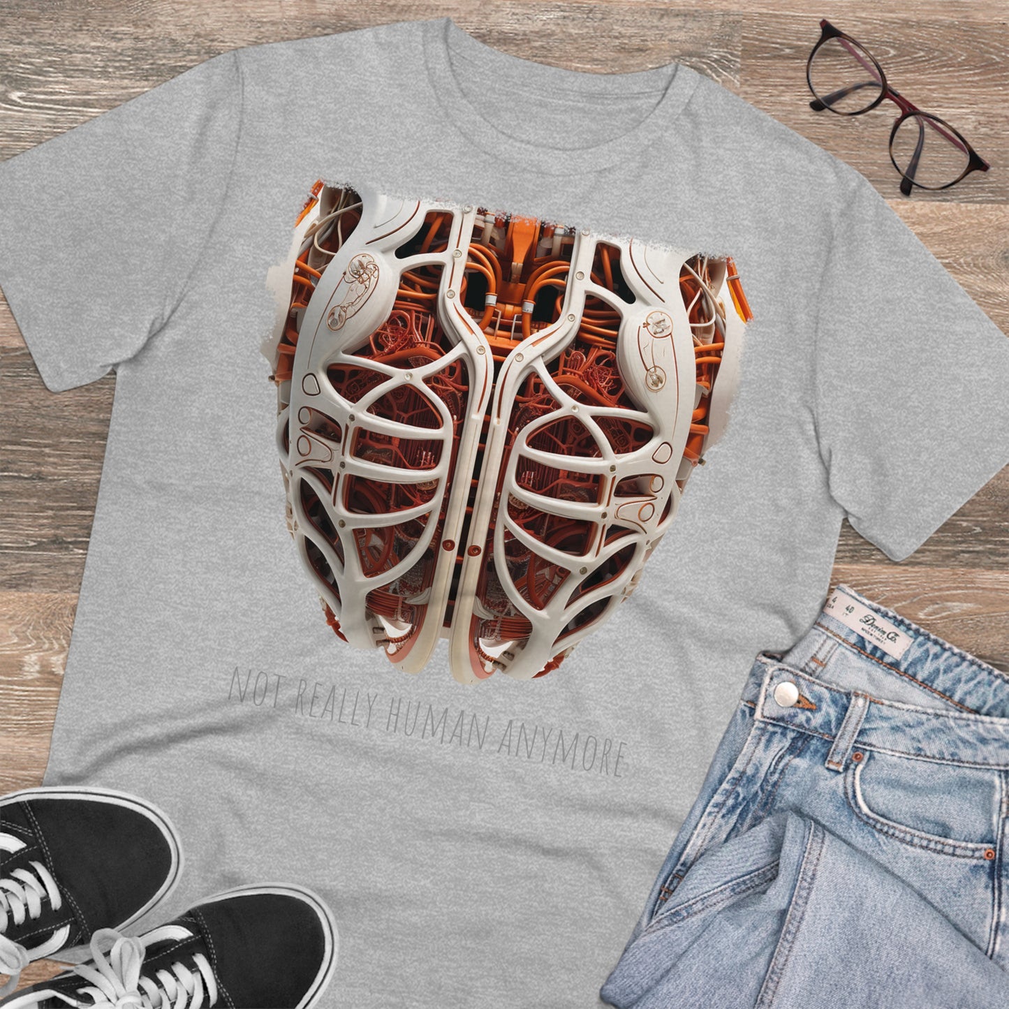 Eco-T-shirt: Cybernetic Chest "Not Really Human"