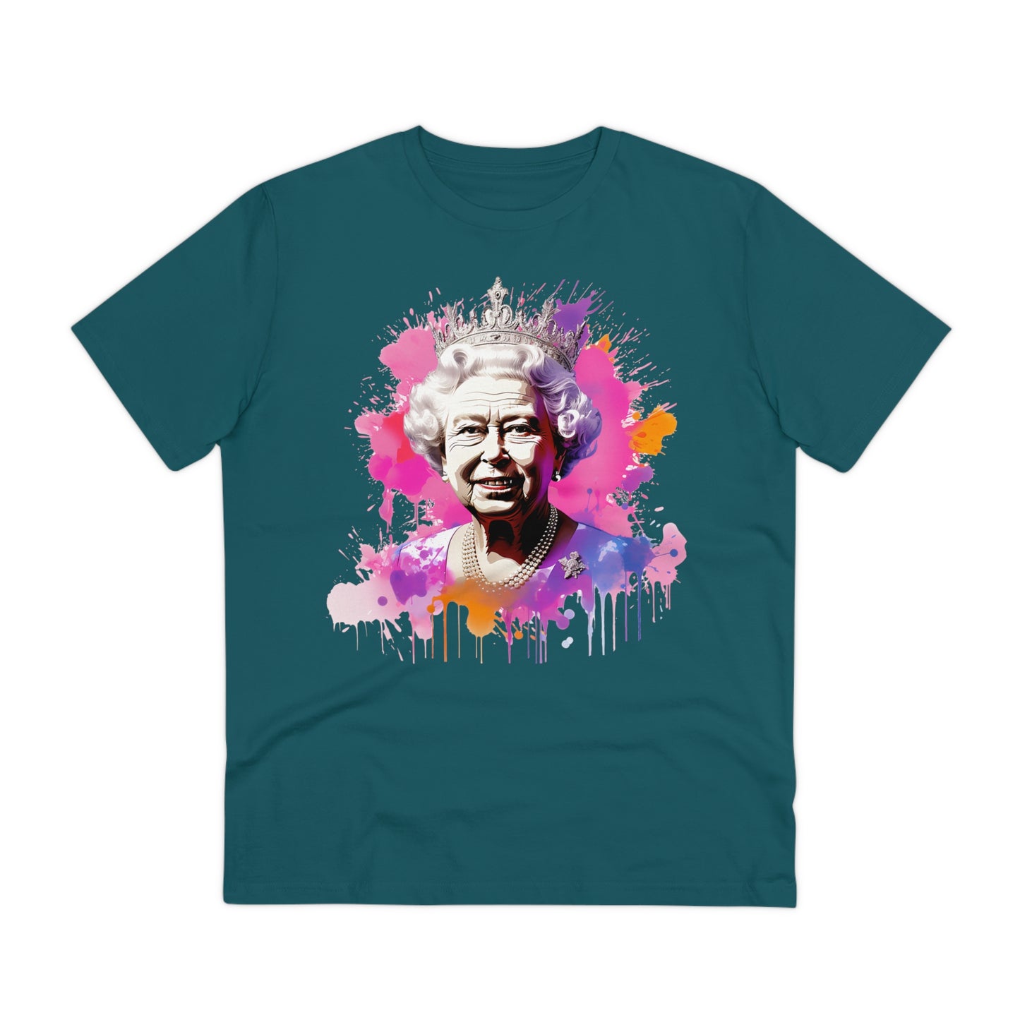 Eco-friendly Queen Elizabeth II T-Shirt :  Watercolor Majesty