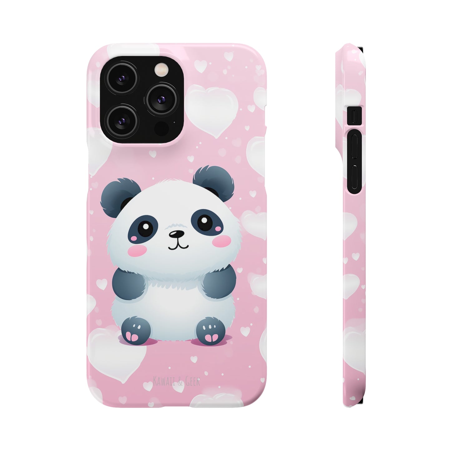 Cute Panda & Hearts Premium Phone Case