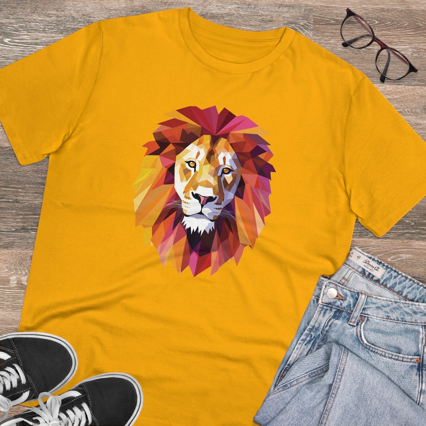 Lion Polygonal T-Shirt - Embrace Majestic Roar