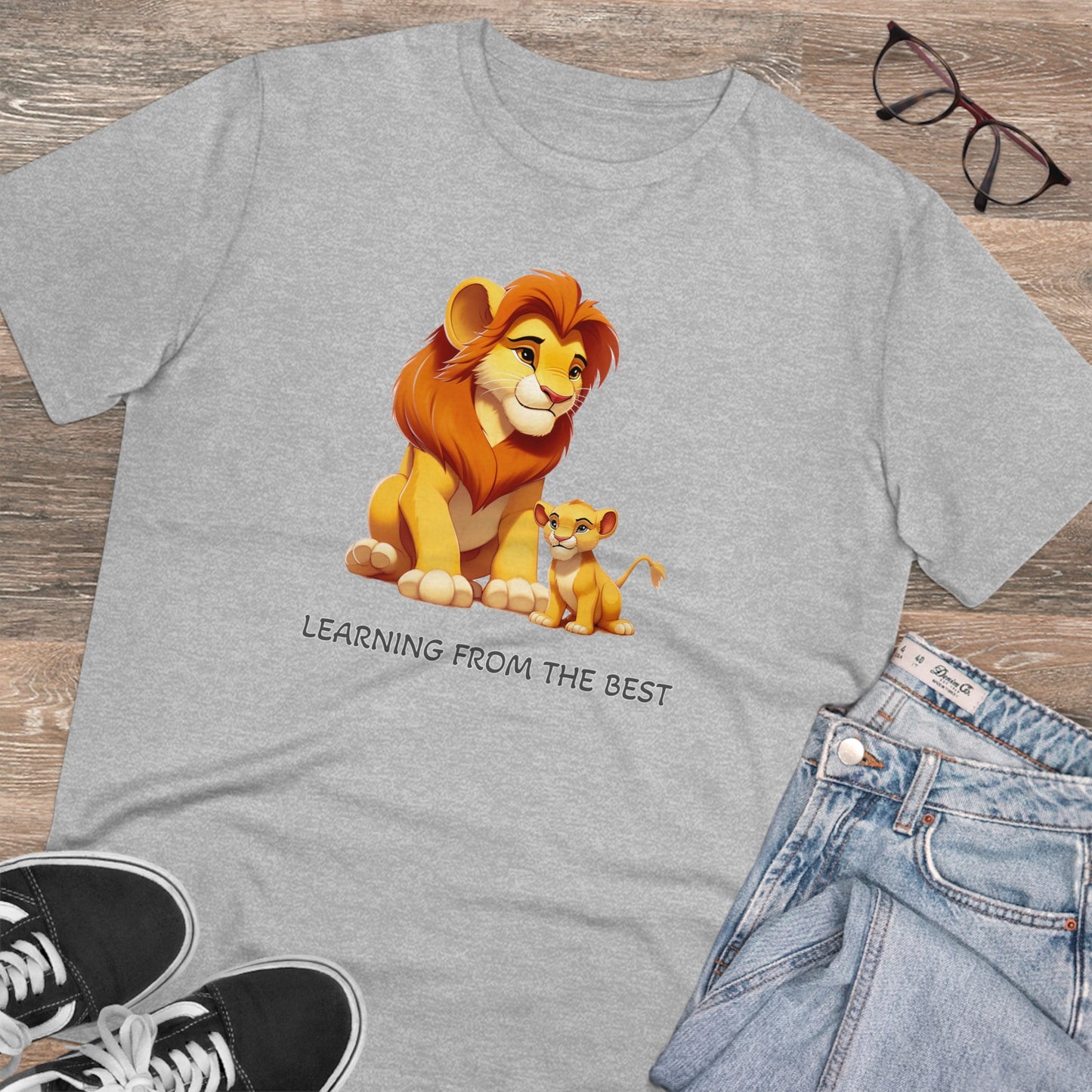 Learning from the Best - Father's Day T-Shirt - Celebrate the Bond with Mufasa and Simba in Eco-Friendly Style