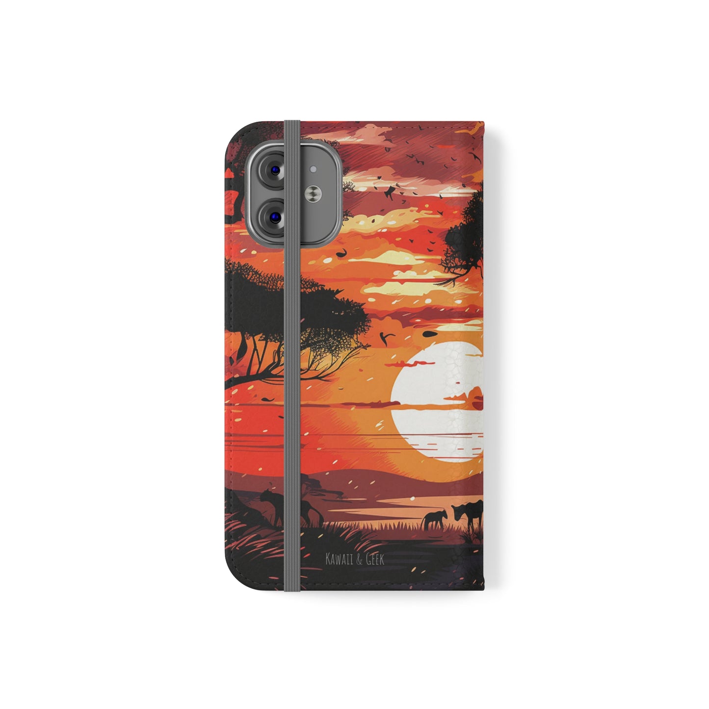 African Landscape Sunset Flip Phone Case - Capture the Serenity of the Savanna on Your Device