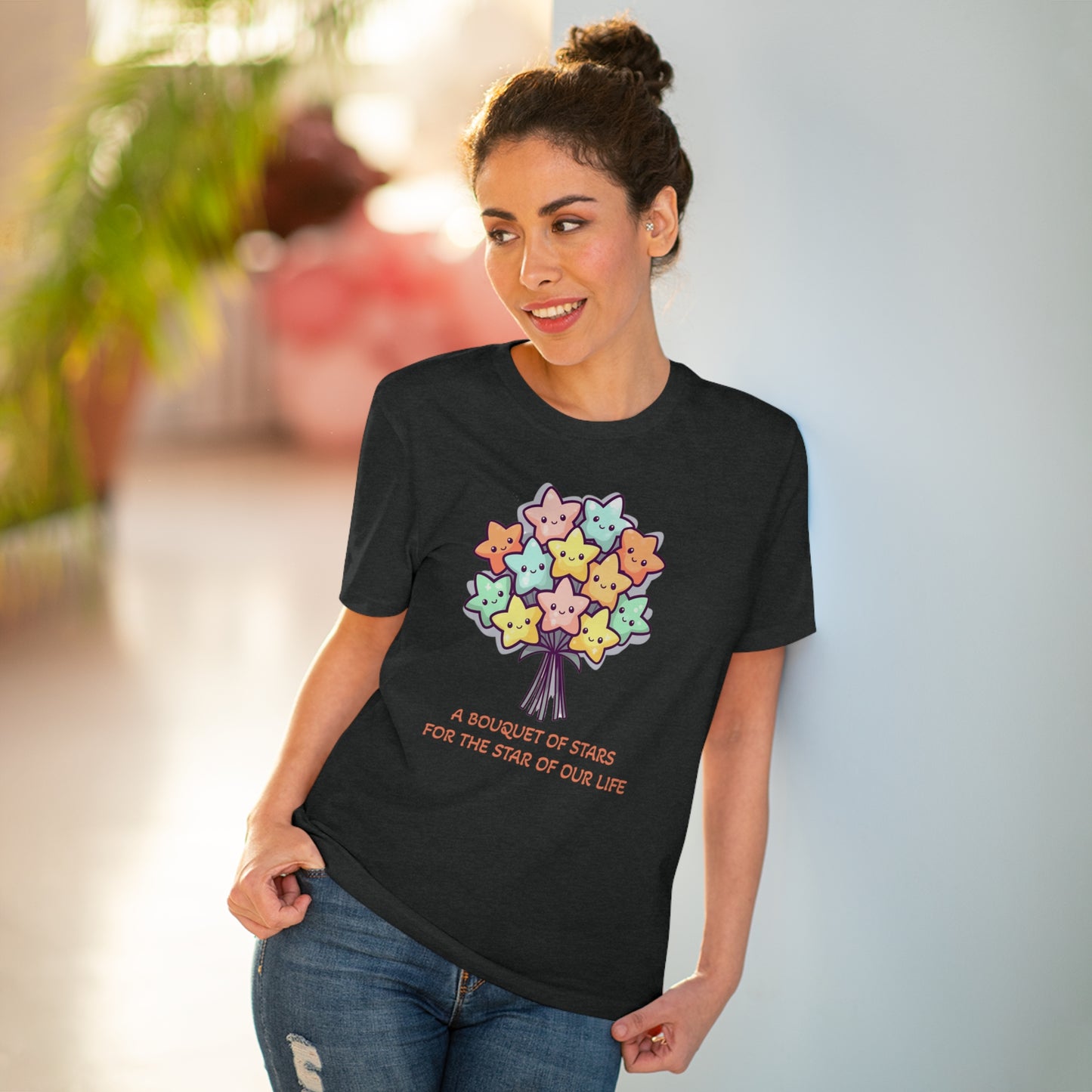 Bouquet of Stars for the Star of Our Life -  Unisex Eco-Friendly T-Shirt - Father's and Mother's Day Special