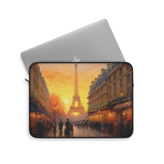 Parisian Sunset Laptop Sleeve - Experience the Charm of 19th Century Paris in Van Gogh Style