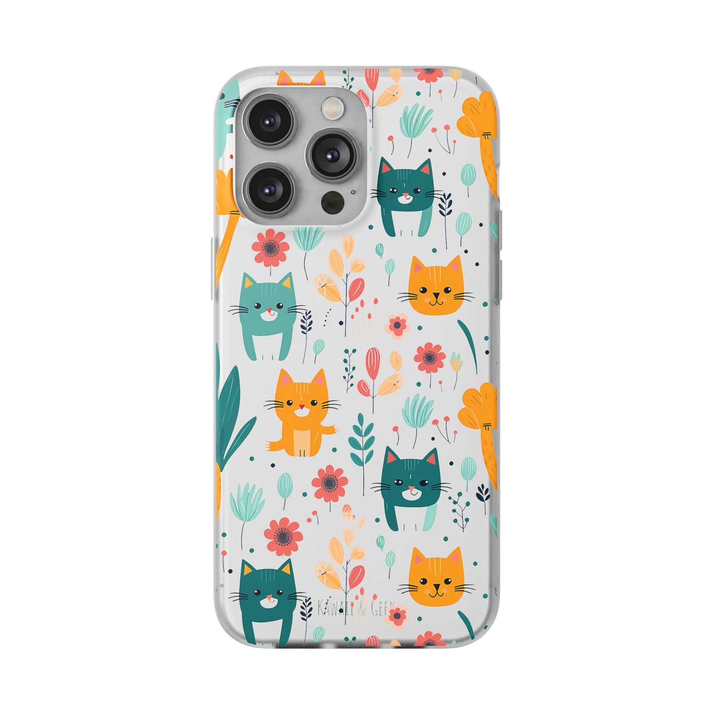 Cute Cats & Flowers Flexi and semi Transparent Phone Case