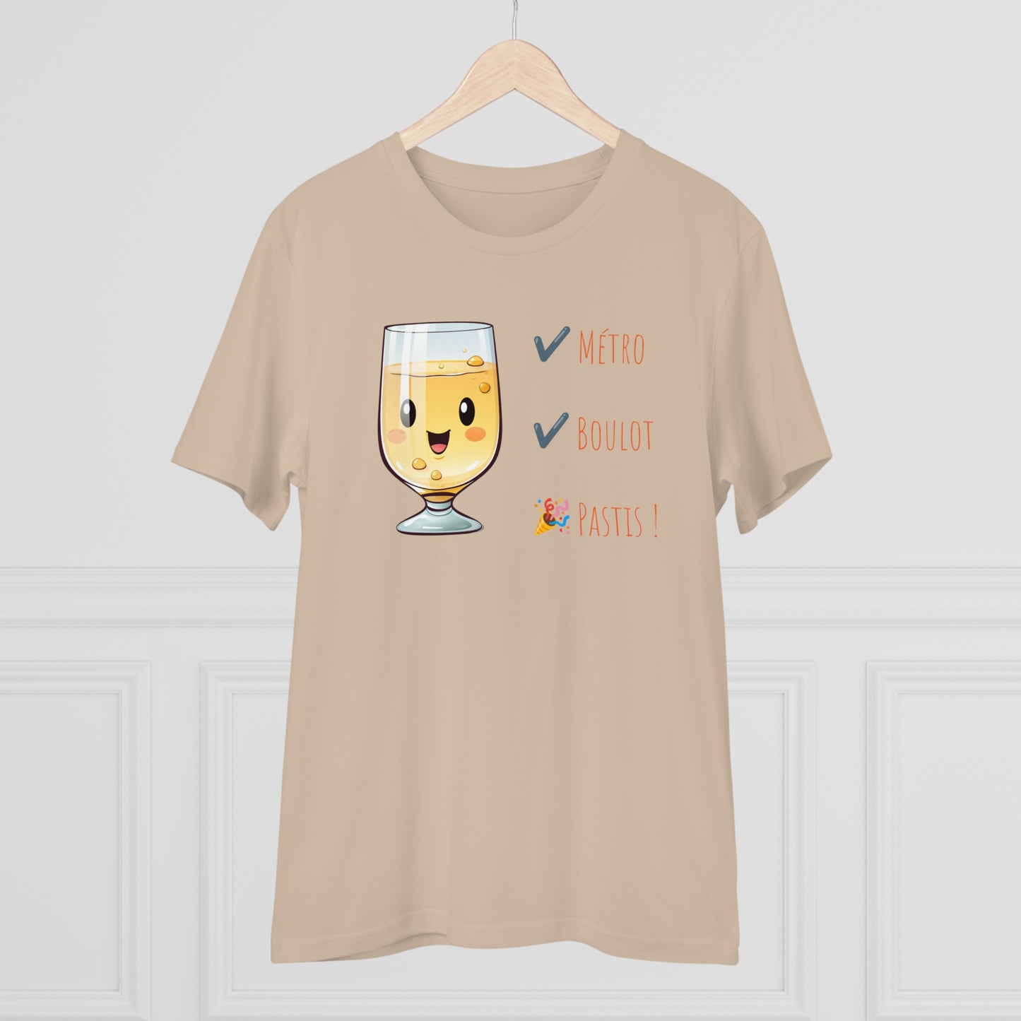 Métro, Boulot, Pastis T-Shirt - Cute Smiling Pastis Glass Design