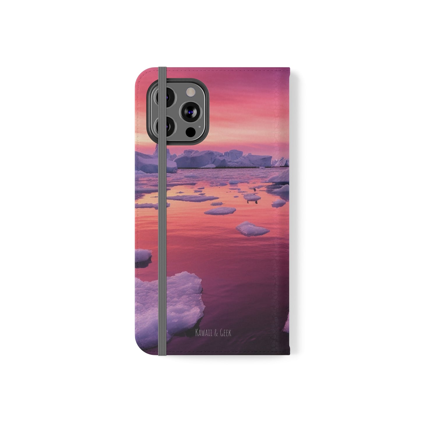 Pinky Arctic Landscape at Sunset Flip Phone Case - Capture the Serenity of Nature on Your Device