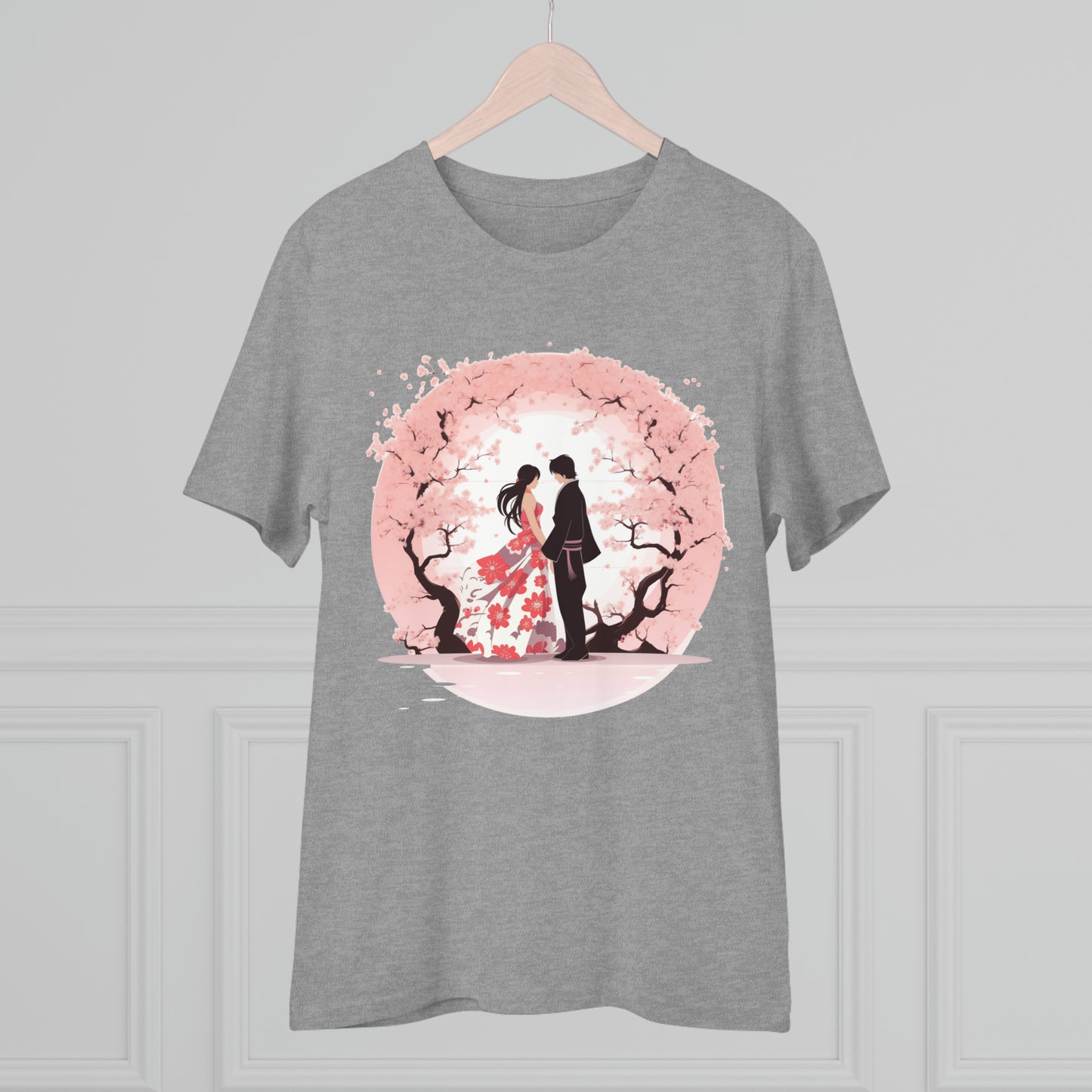 Cherry Blossom Romance T-shirt - Japanese Couple Design - Valentine's Day Special