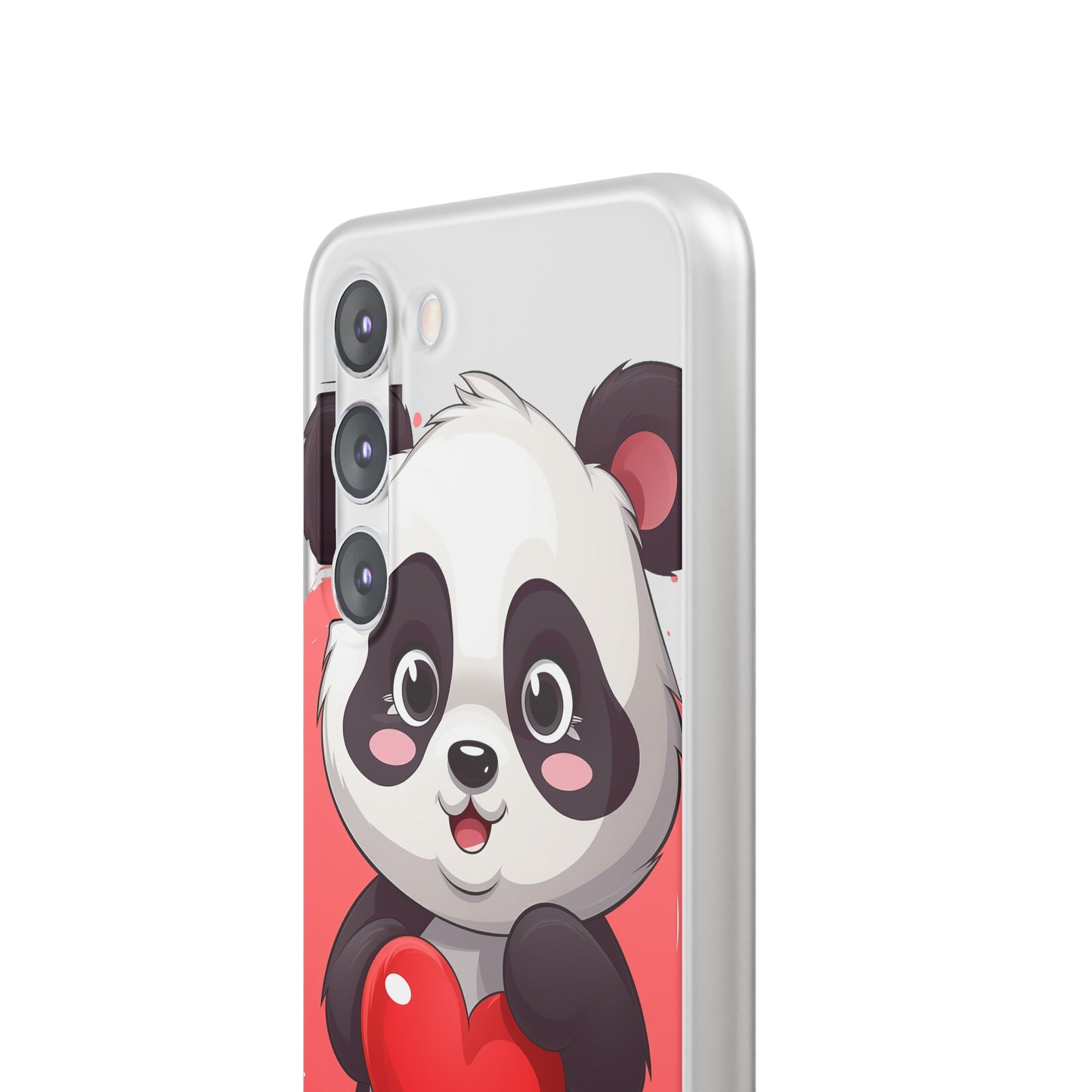 Valentine's Panda Heart Phone Case - Flexi & Semi-Transparent