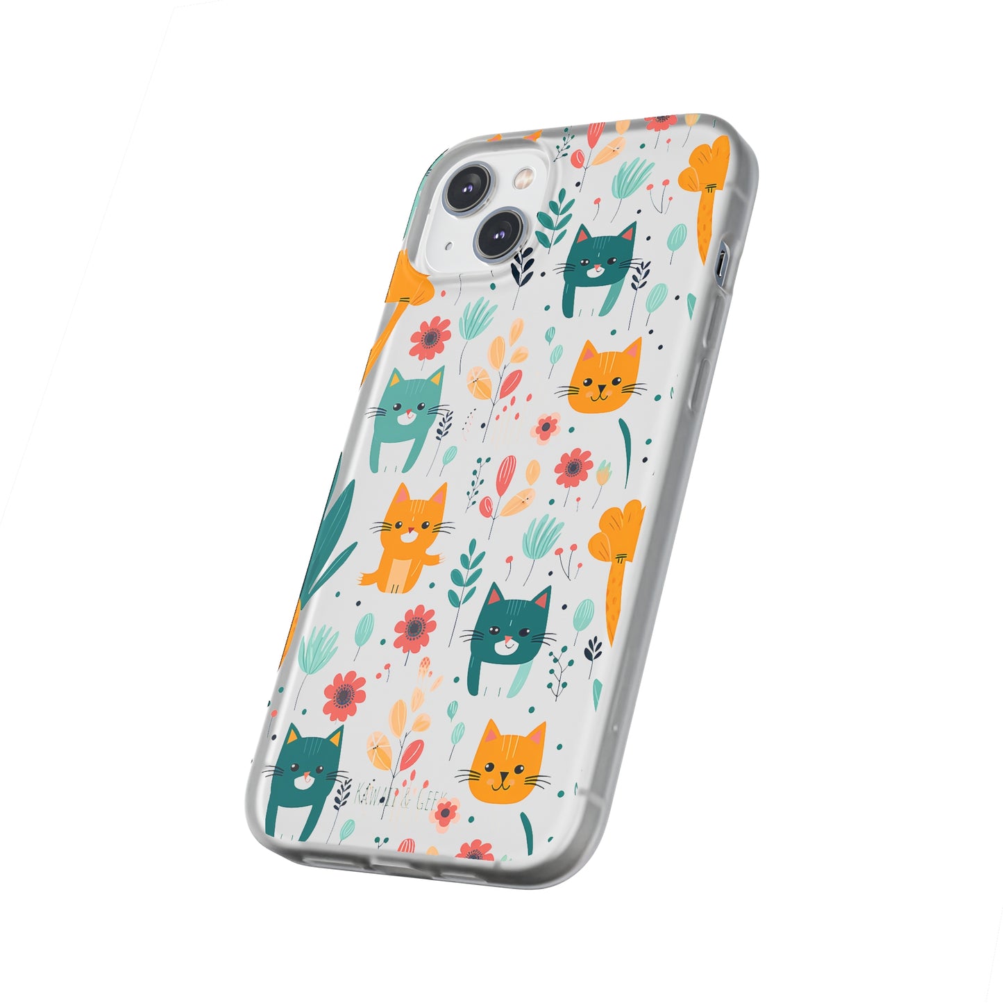 Cute Cats & Flowers Flexi and semi Transparent Phone Case