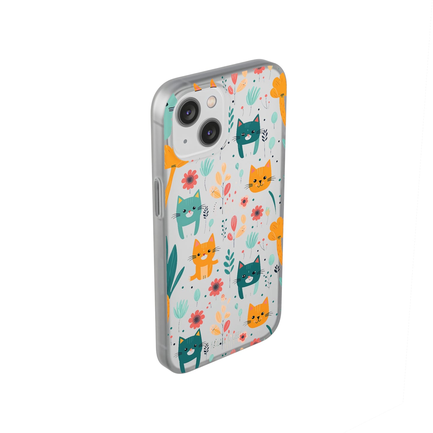 Cute Cats & Flowers Flexi and semi Transparent Phone Case