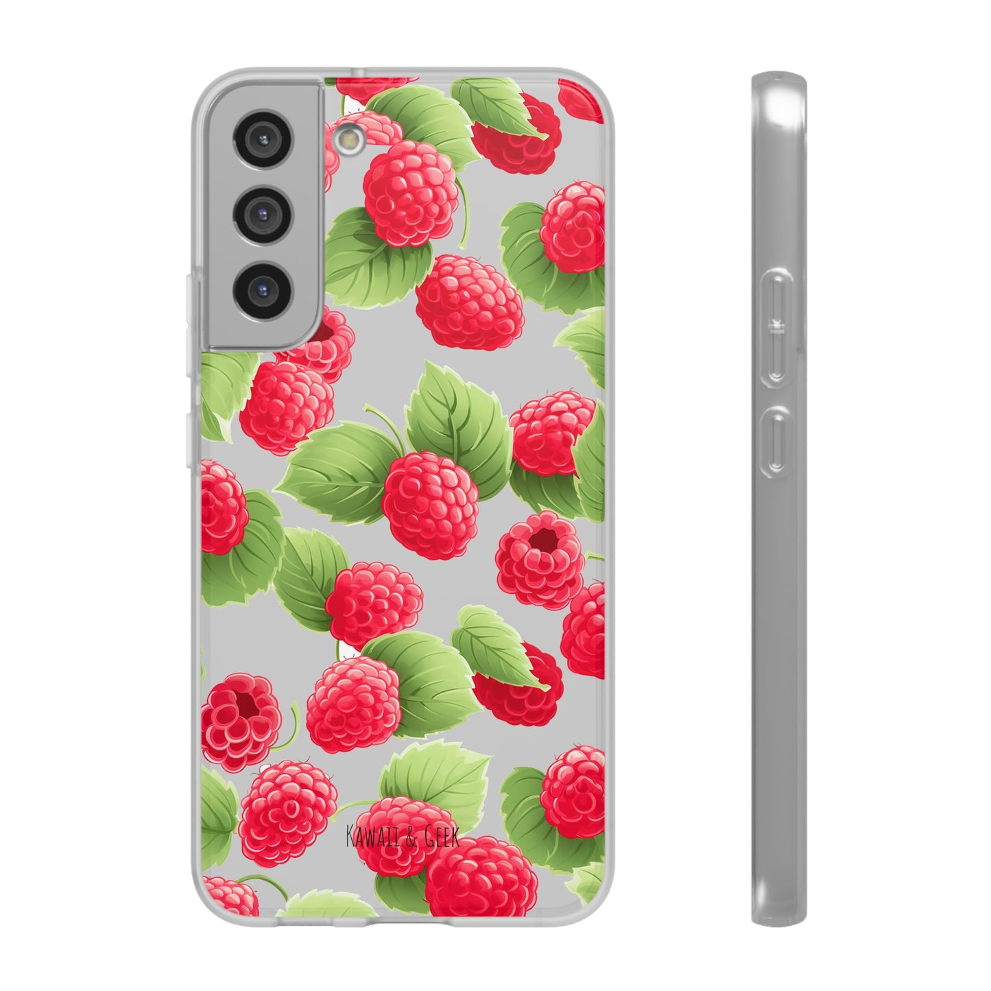 Raspberry Delight: Transparent Flexi Phone Case