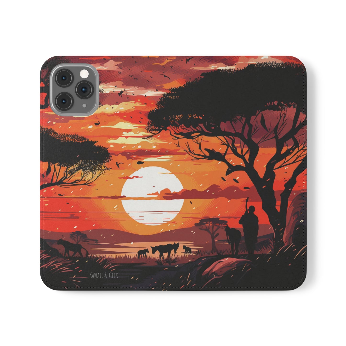 African Landscape Sunset Flip Phone Case - Capture the Serenity of the Savanna on Your Device