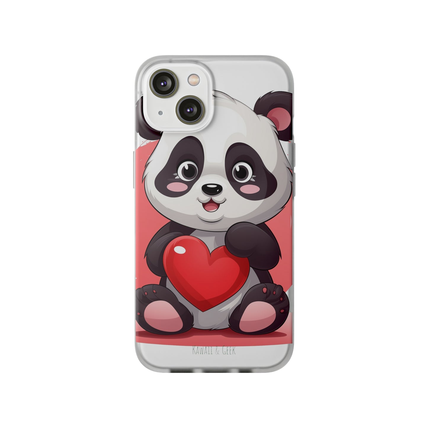 Valentine's Panda Heart Phone Case - Flexi & Semi-Transparent